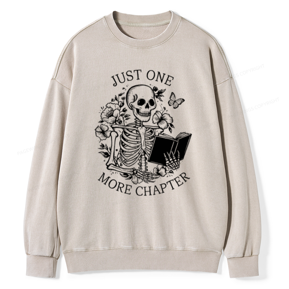 Pagewing One More Chapter Skeleton Unisex Tee Unisex Washed Sweatshirt
