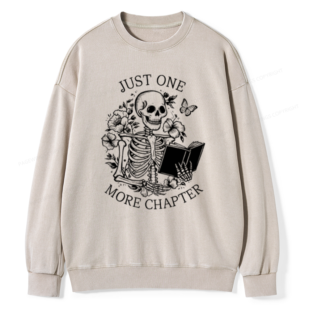Pagewing One More Chapter Skeleton Unisex Tee Unisex Washed Sweatshirt