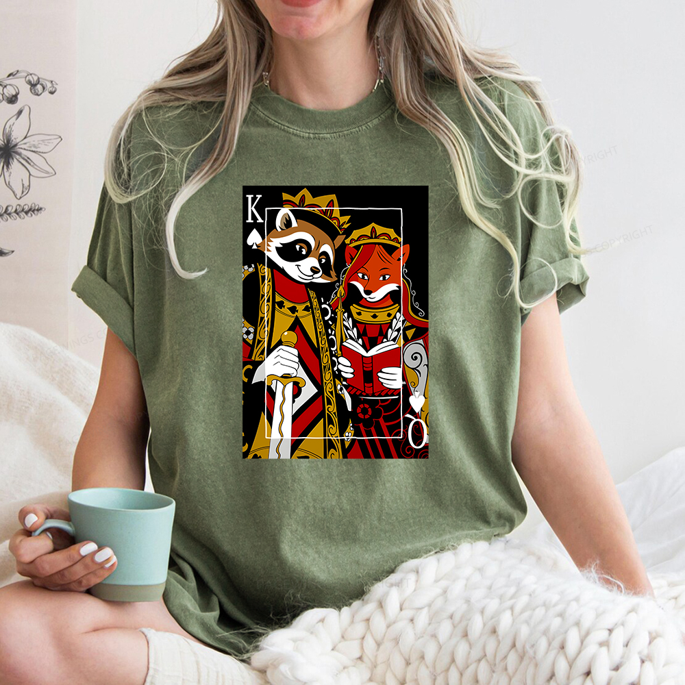 Pagewings Kings And Queens Rule But Books Rule Minds Unisex Washed T-shirt