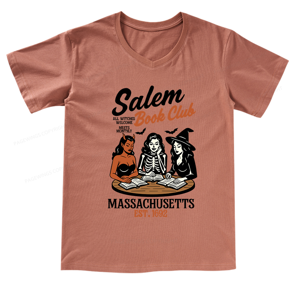 Pagewings Salem Book Club V-neck T-shirt