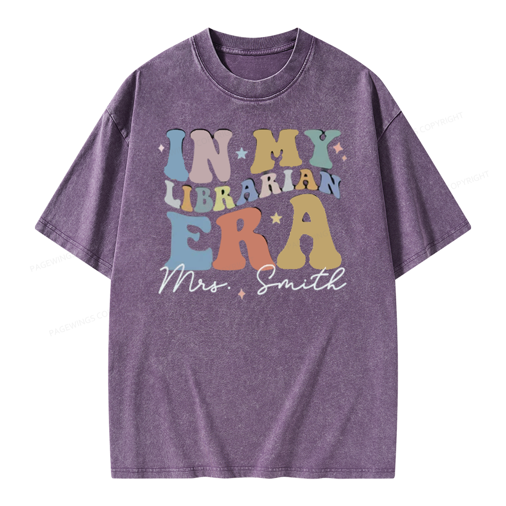 Pagewings Personalized In My Librarian Era Shirt Unisex Washed T-shirt