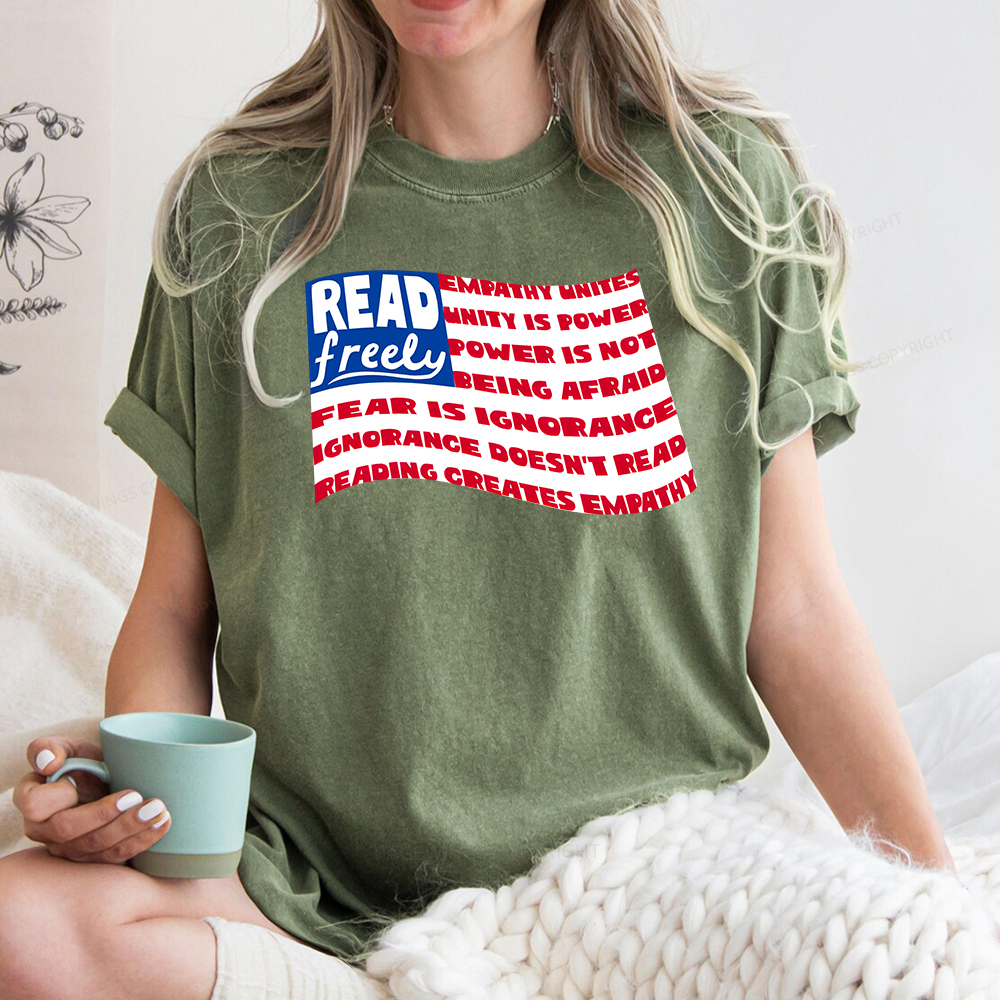 Pagewings Read Freely Empathy Unites Unisex Washed T-shirt