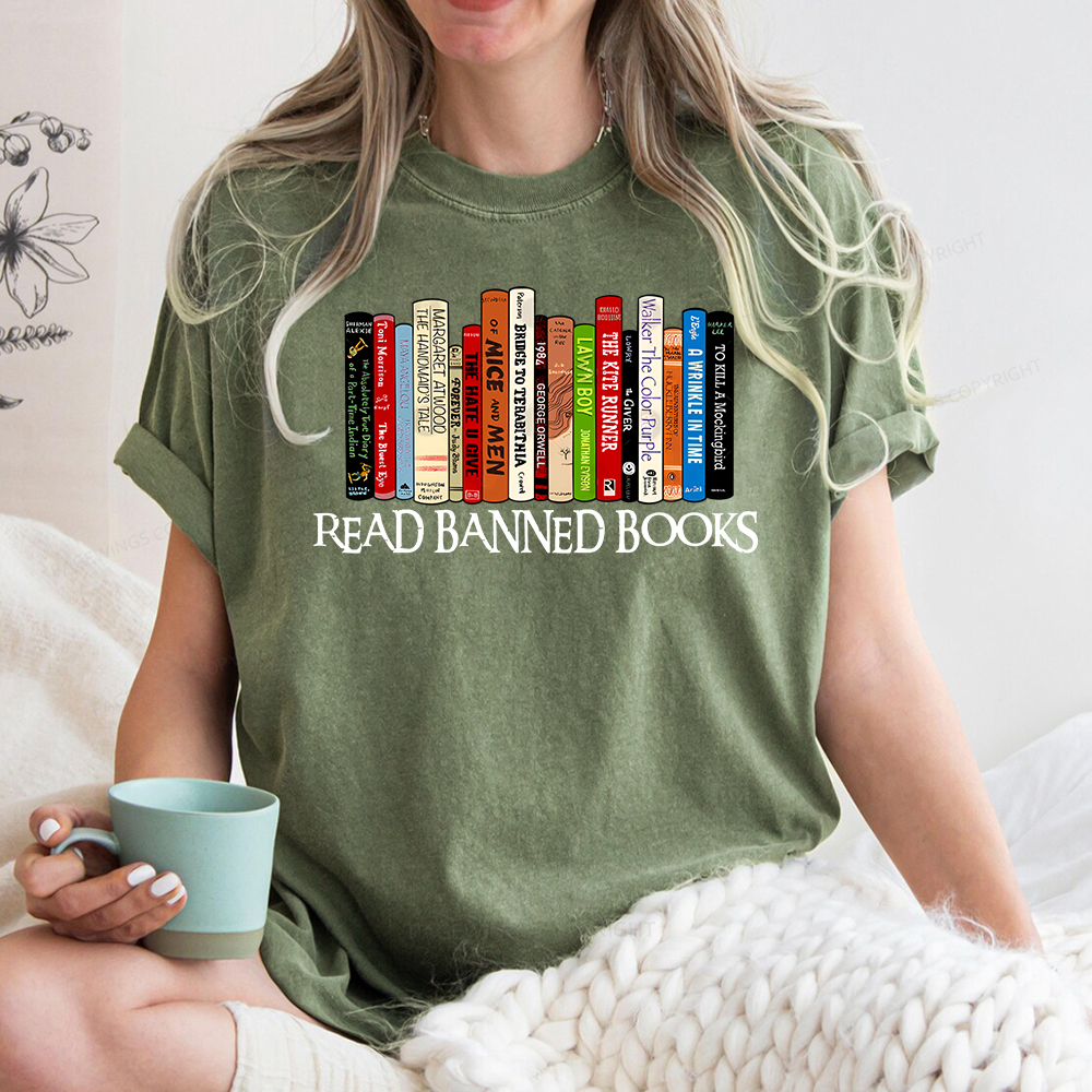 Pagewings Read Banned Books Unisex Washed T-shirt