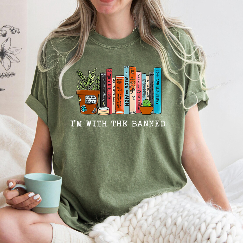 Pagewings I'm With The Banned Reading Book Unisex Washed T-shirt
