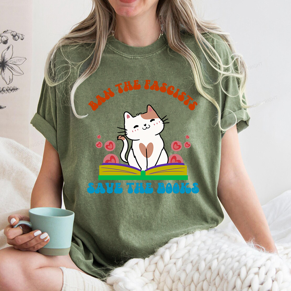 Pagewings Ban The Fascists Save The Books Unisex Washed T-shirt