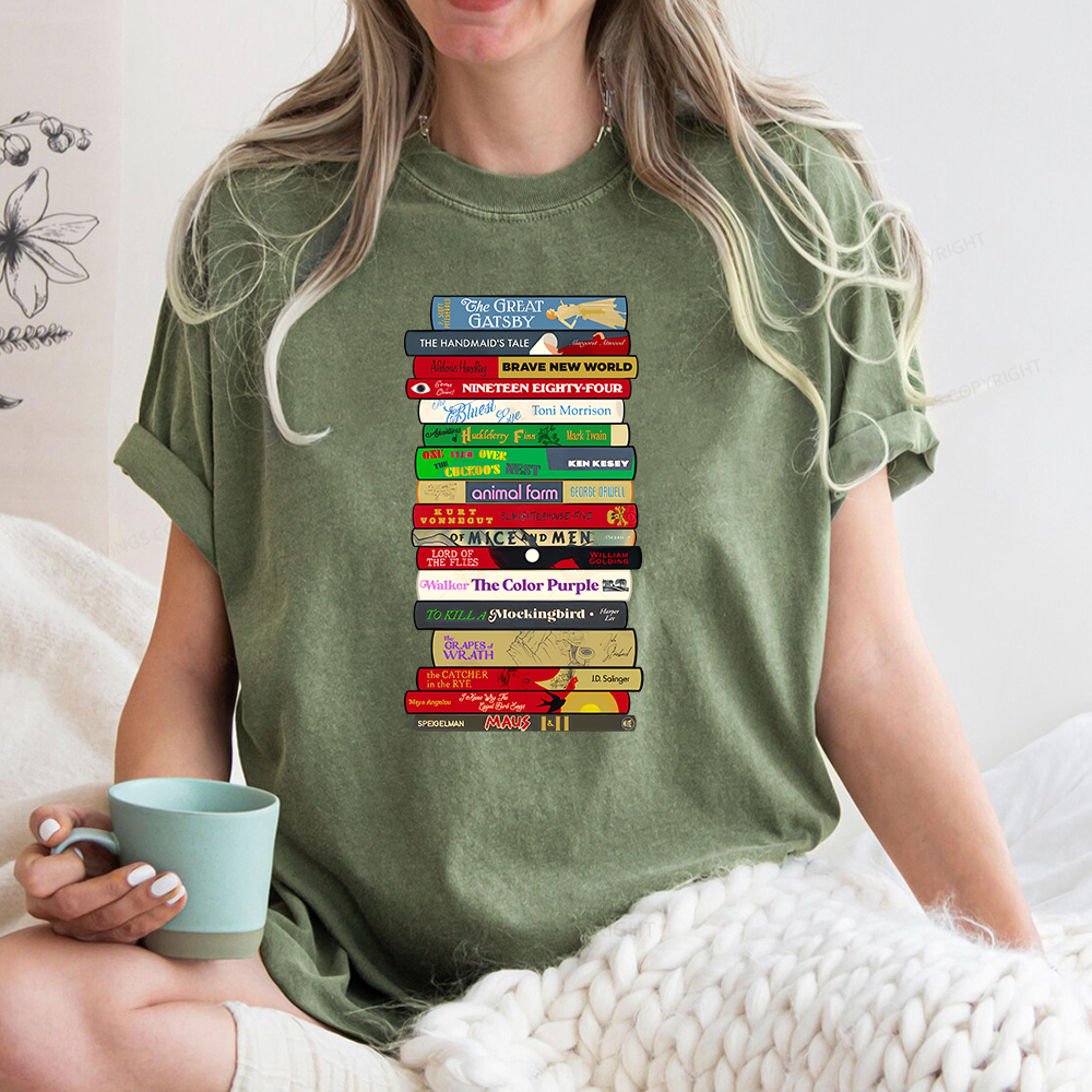 Pagewings Classic Banned Books Unisex Washed T-shirt