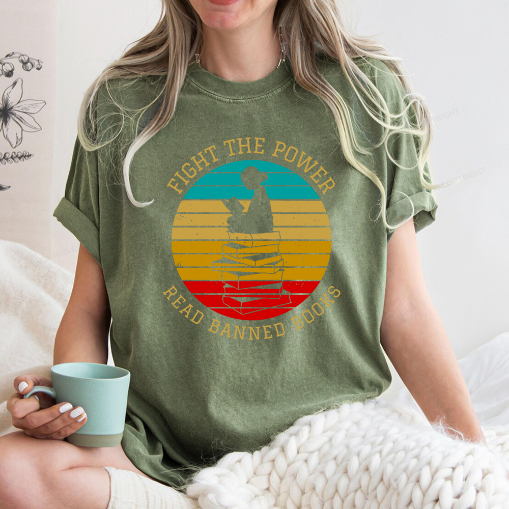Pagewings Fight The Power Read Banned Books Unisex Washed T-shirt