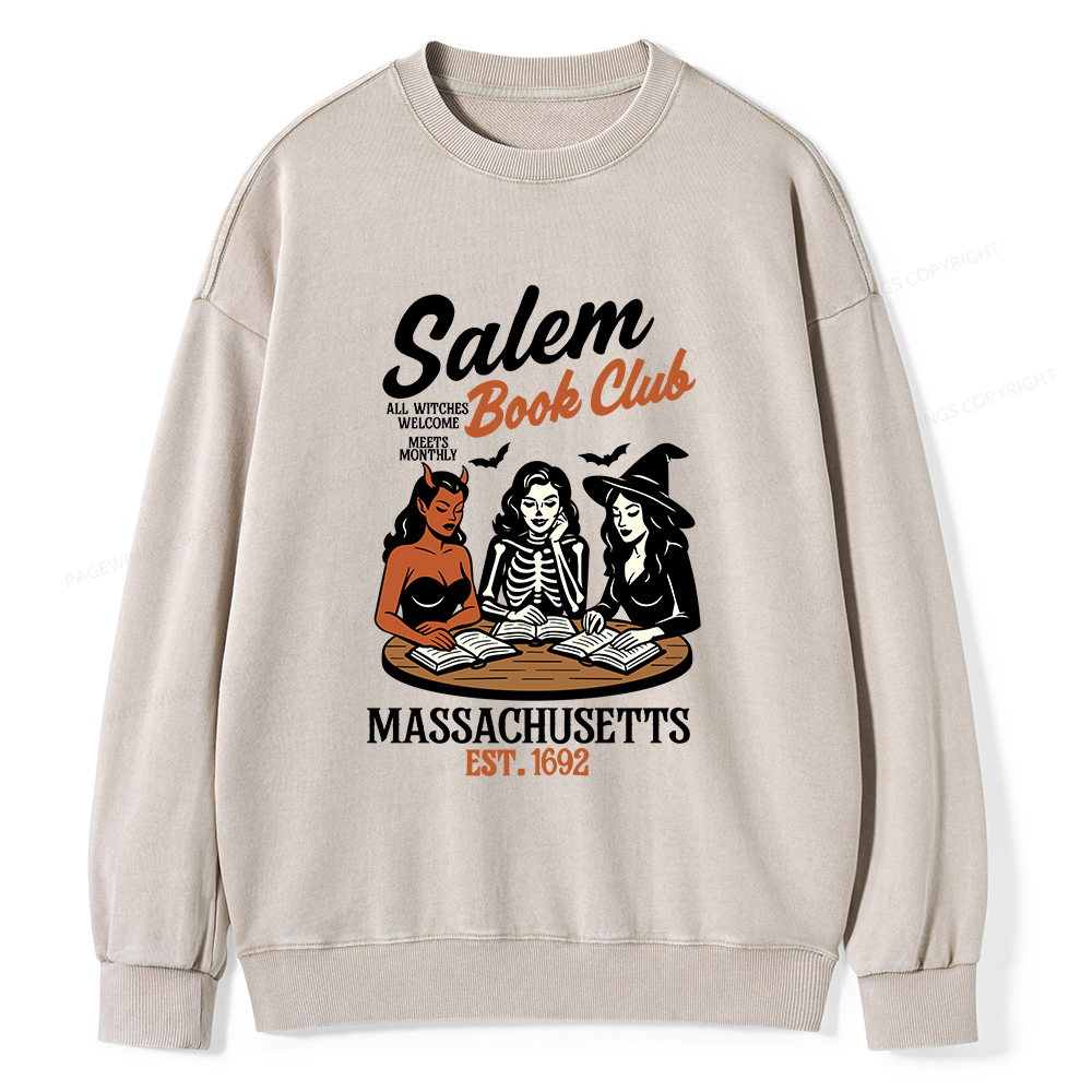 Pagewings Salem Book Club Unisex Washed Sweatshirt