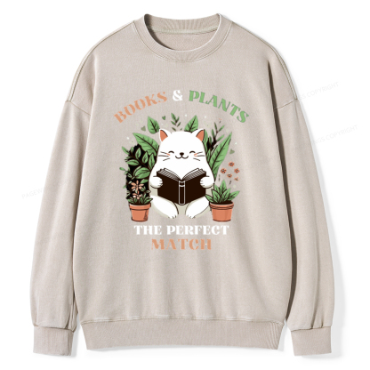 Pagewing Books And Plants - The Perfect Match T-Shirt Unisex Washed Sweatshirt