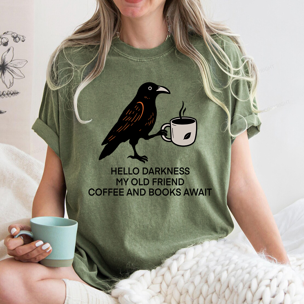 Pagewings Coffee And Books Await Unisex Washed T-shirt