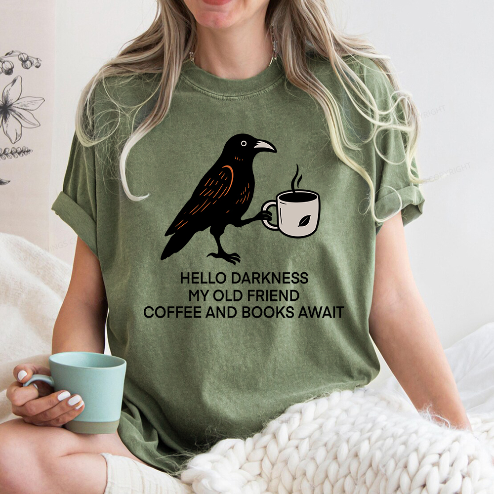 Pagewings Coffee And Books Await Unisex Washed T-shirt