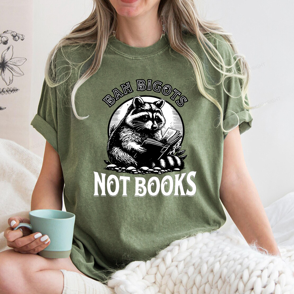 Pagewings Ban Bigots Not Books Unisex Washed T-shirt