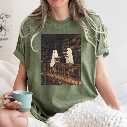 Pagewings Ghost Reading Unisex Washed T-shirt