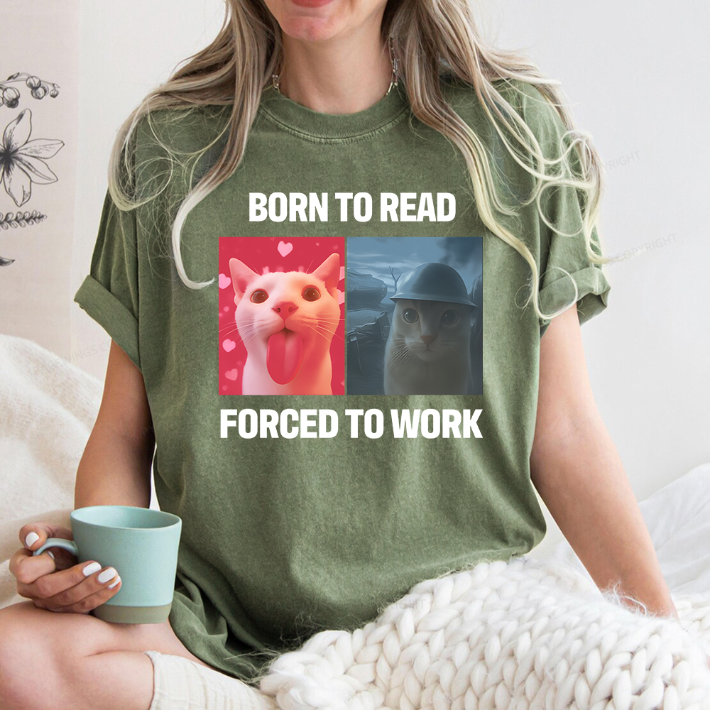 Pagewings Born To Read Forced To Work Unisex Washed T-shirt