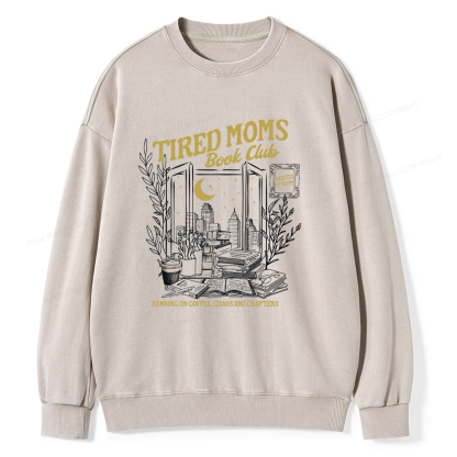 Pagewings Tired Moms Book Club Unisex Washed Sweatshirt