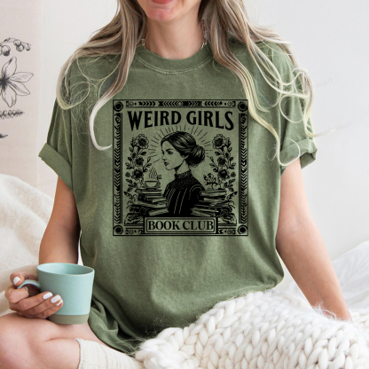 Pagewings Weird Girls Book Club Unisex Washed T-shirt