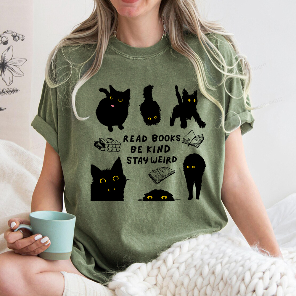 Pagewings Read Books Be Kind Stay Weird Unisex Washed T-shirt