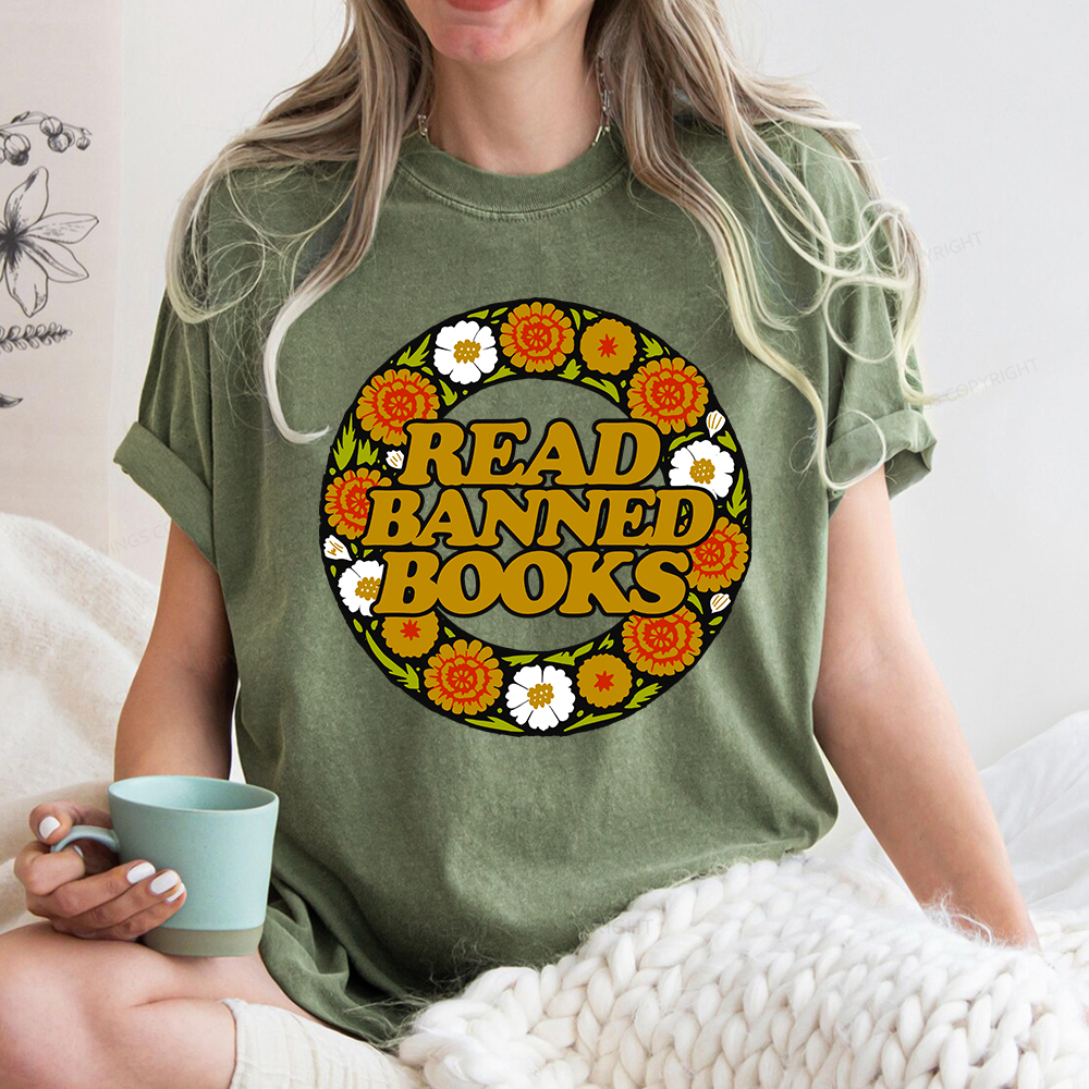 Pagewings Read Banned Books Unisex Washed T-shirt