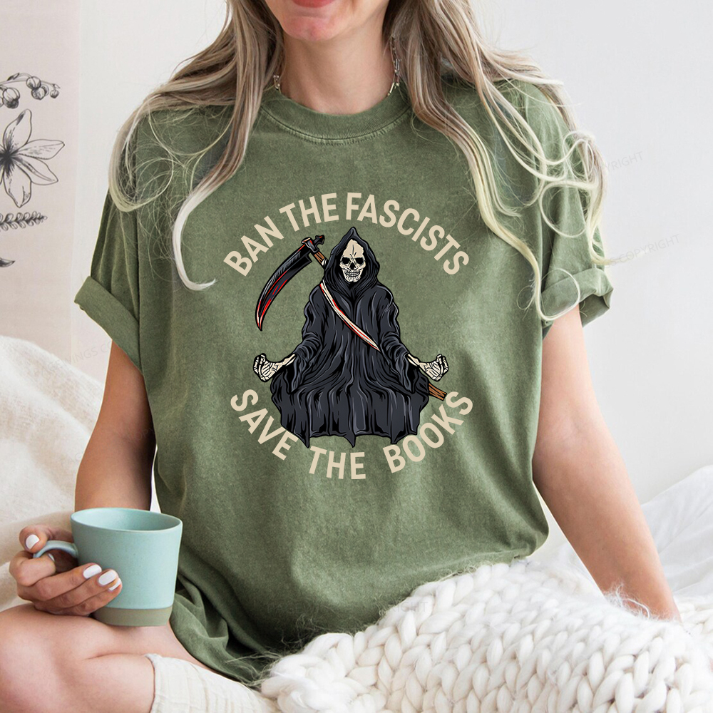 Pagewings Ban The Fascists Save The Books Unisex Washed T-shirt