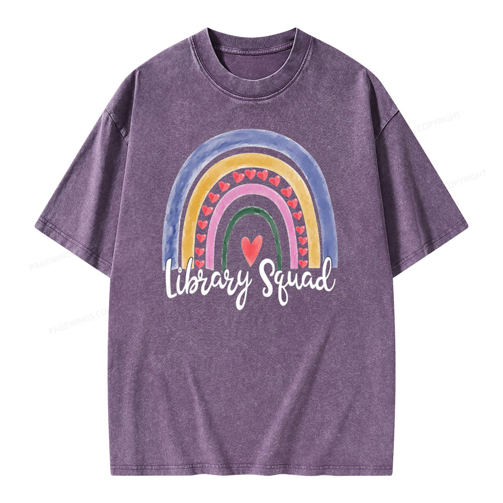 Pagewings Librarian Tee, Library Team Tee, Library Squad Shirt Unisex Washed T-shirt