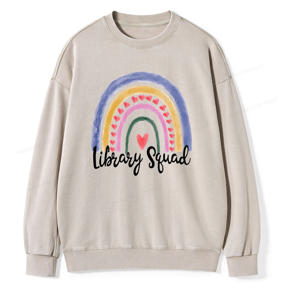 Pagewings Librarian Tee, Library Team Tee, Library Squad Shirt Unisex Washed Sweatshirt