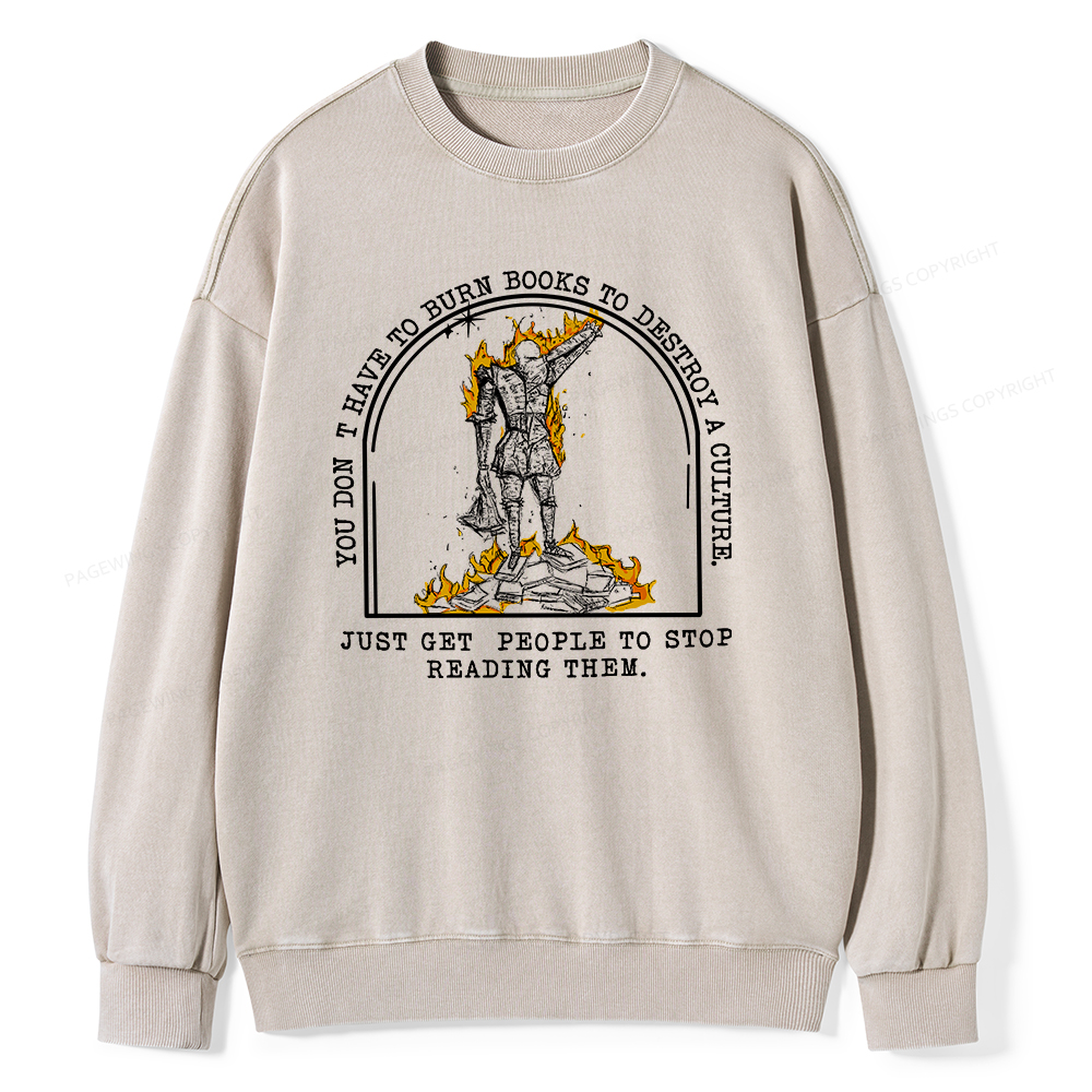 Pagewings Book Lovers Shirts, Literary Gift Unisex Washed Sweatshirt
