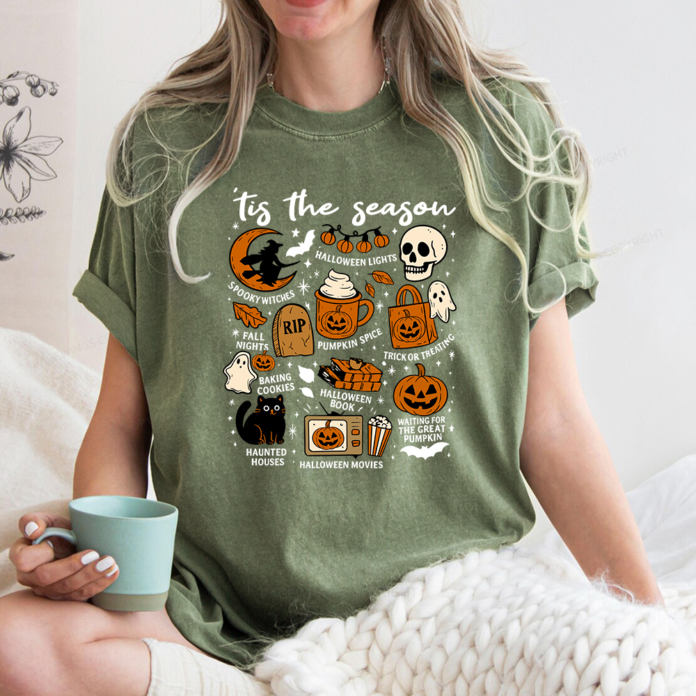 Pagewings Halloween Tis The Season Unisex Washed T-shirt