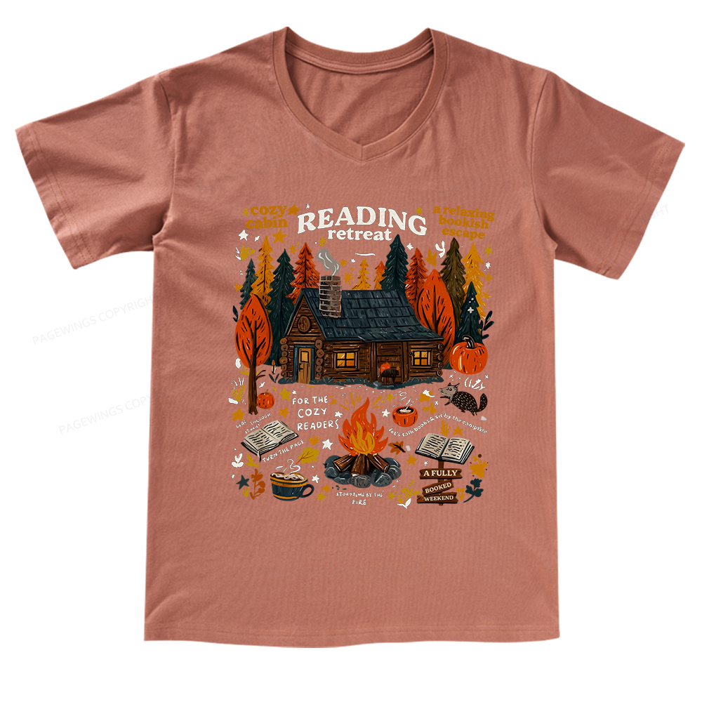 Pagewings Reading Retreat V-neck T-shirt