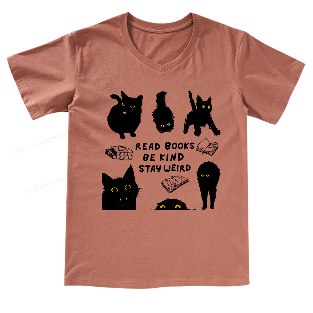 Pagewings Read Books Be Kind Stay Weird V-neck T-shirt