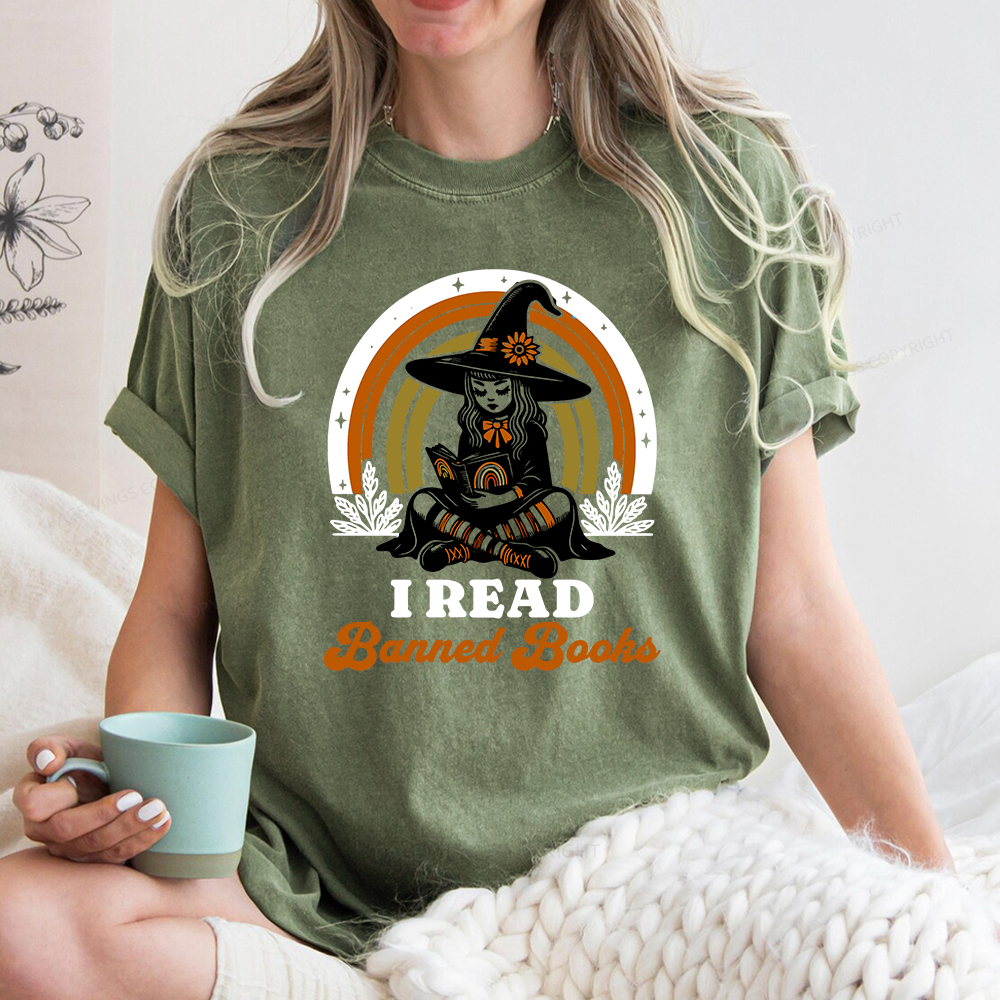 Pagewings I Read Banned Books Unisex Washed T-shirt