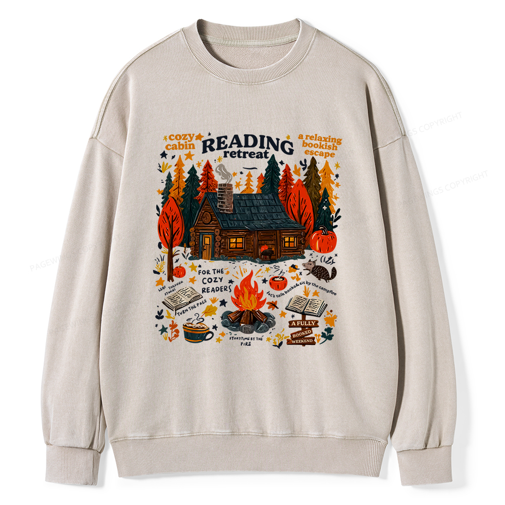 Pagewings Reading Retreat Unisex Washed Sweatshirt