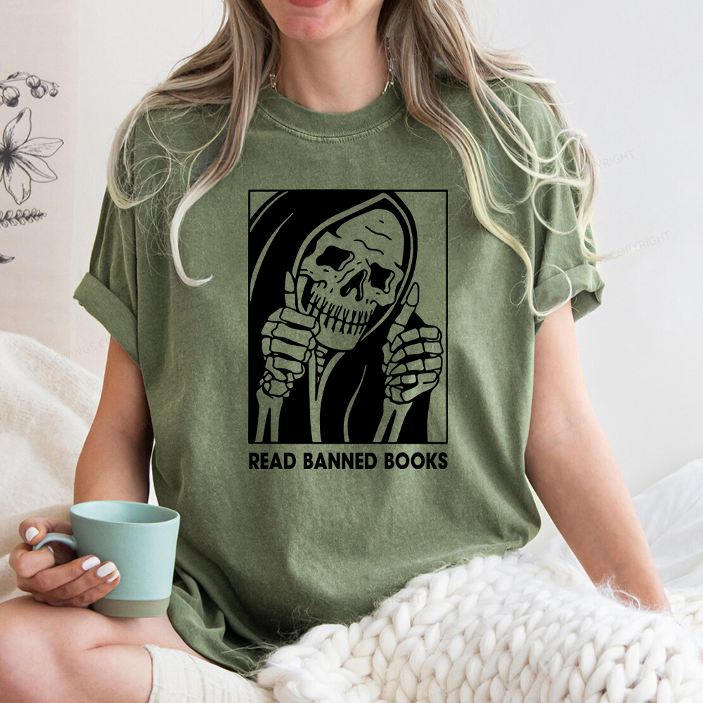 Pagewings Read Banned Books Unisex Washed T-shirt