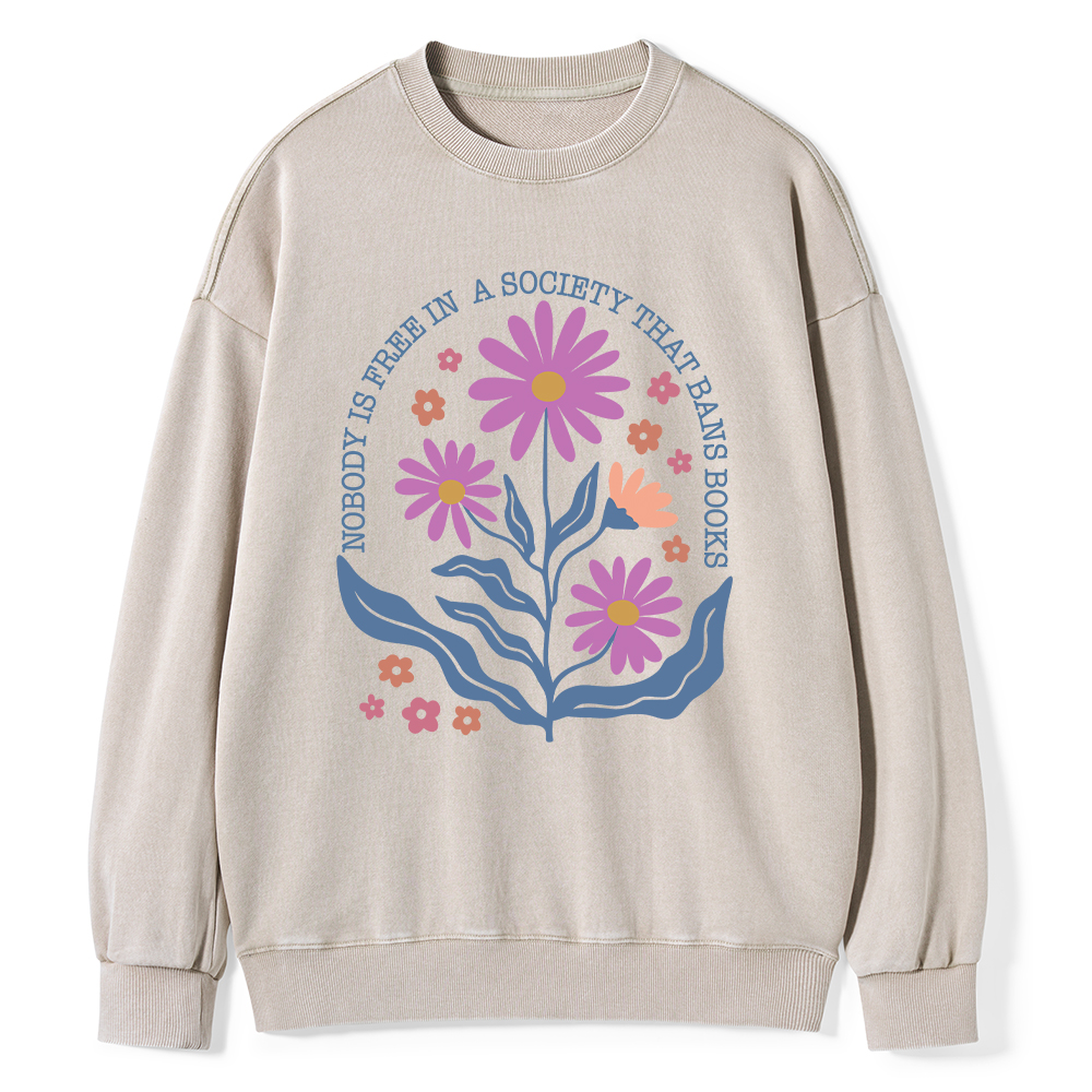 Pagewings Read Banned Books Shirt, Social Justice Gift Unisex Washed Sweatshirt