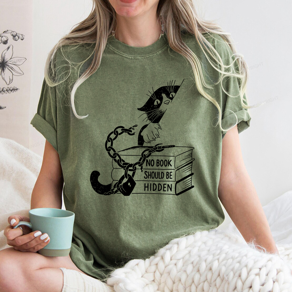 Pagewings No Book Should Be Hidden Unisex Washed T-shirt