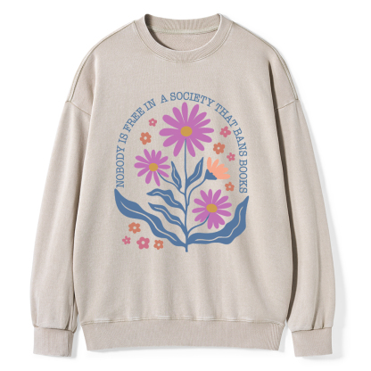 Pagewings Read Banned Books Shirt, Social Justice Gift Unisex Washed Sweatshirt
