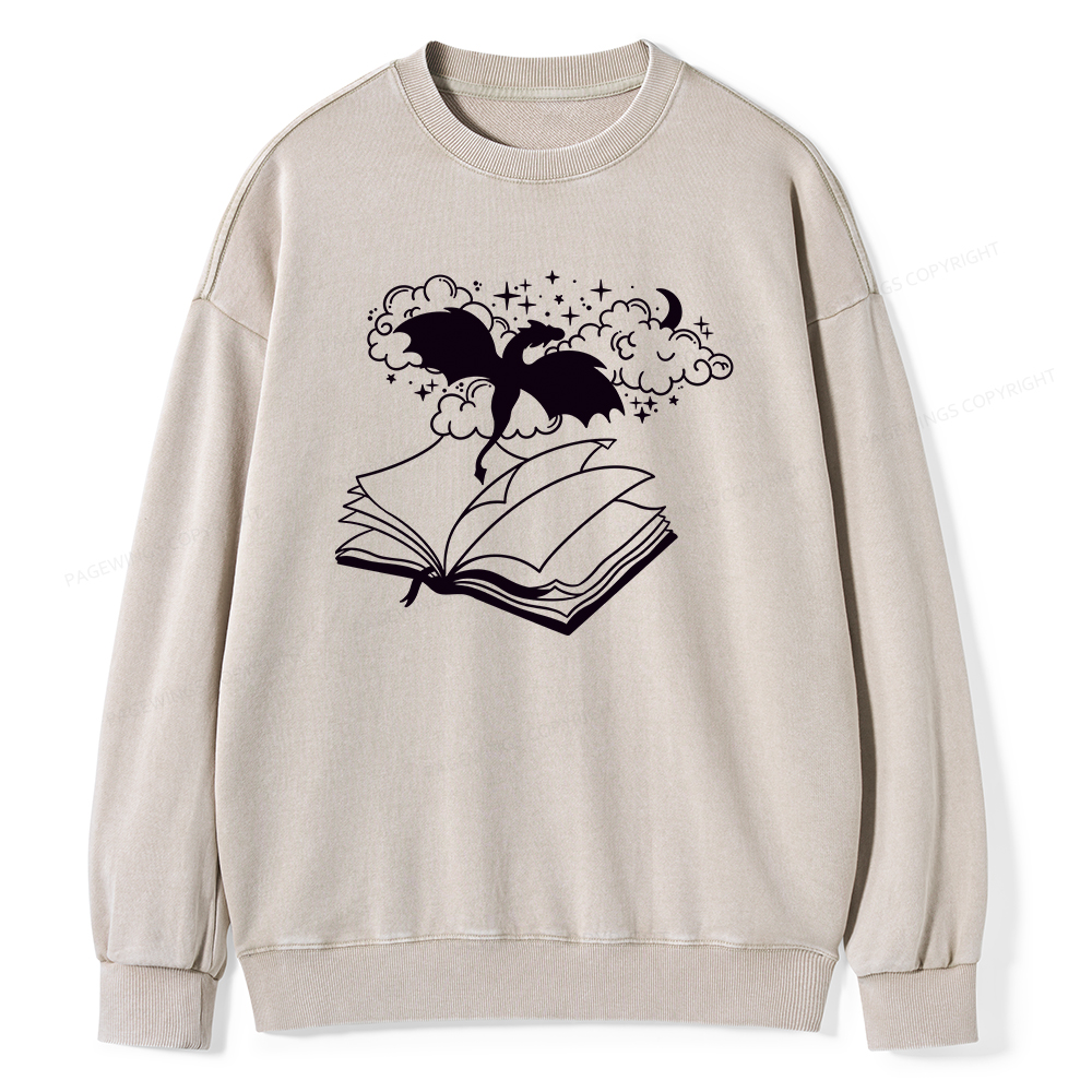 Pagewings Dragon Book Unisex Tee Unisex Washed Sweatshirt