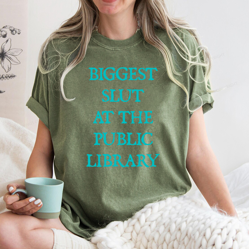 Pagewings Biggest Slut At The Public Library Unisex Washed T-shirt