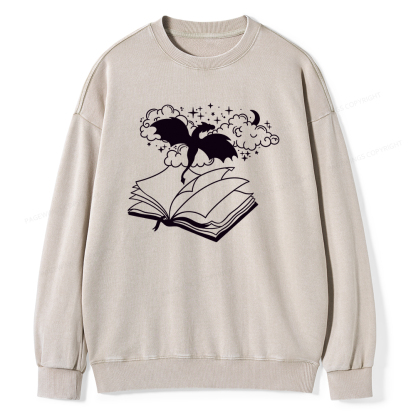 Pagewings Dragon Book Unisex Tee Unisex Washed Sweatshirt