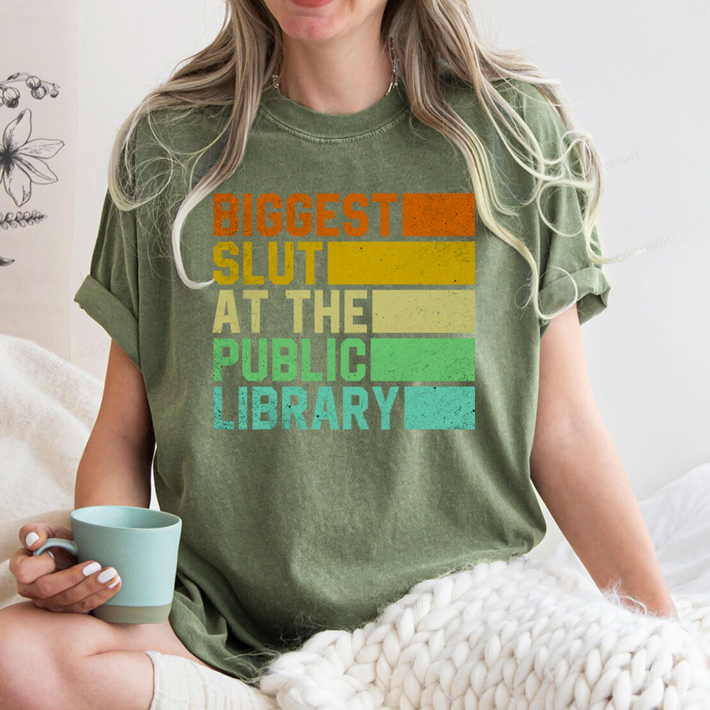 Pagewings Biggest Slut At The Public Library Unisex Washed T-shirt