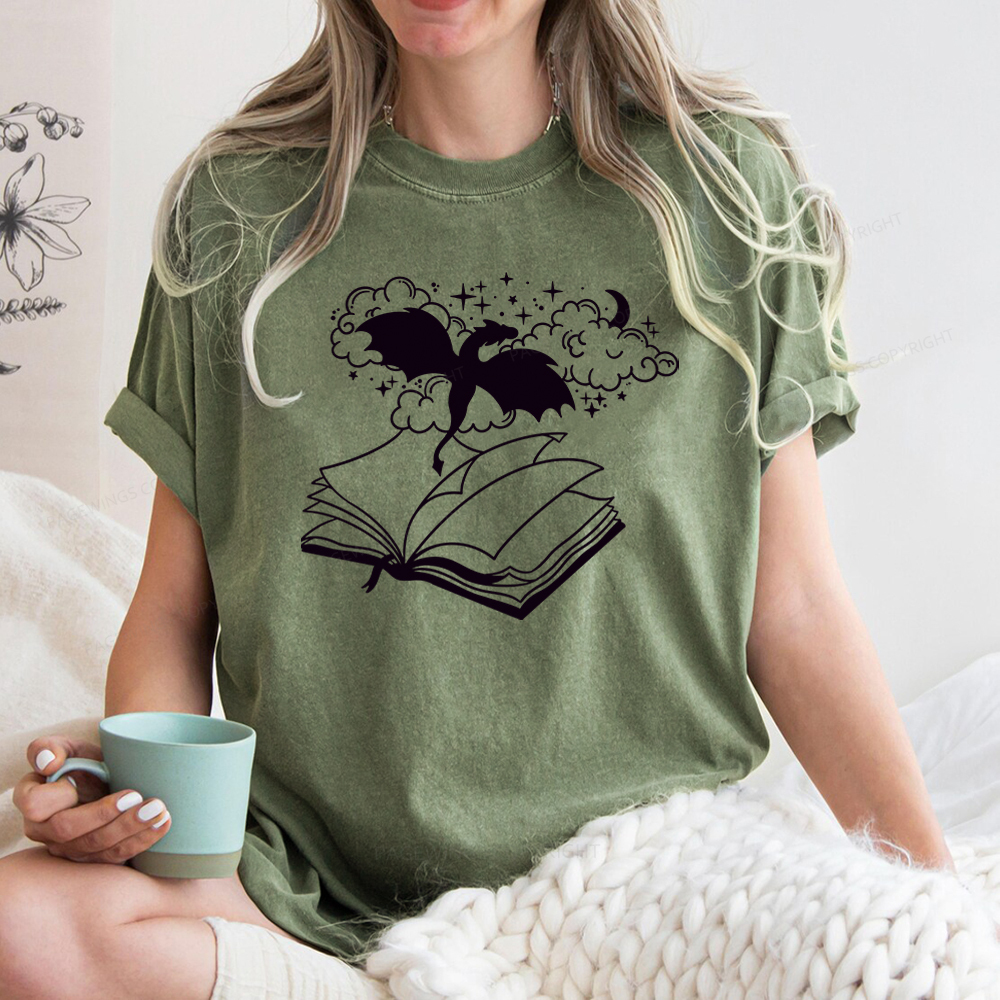 Pagewings Dragon Book Unisex Tee Unisex Washed T-shirt