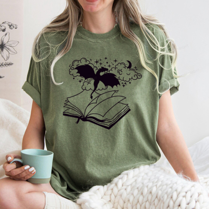 Pagewings Dragon Book Unisex Tee Unisex Washed T-shirt