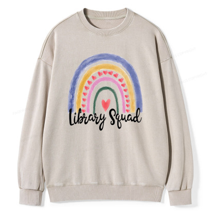 Pagewings Librarian Tee, Library Team Tee, Library Squad Shirt Unisex Washed Sweatshirt