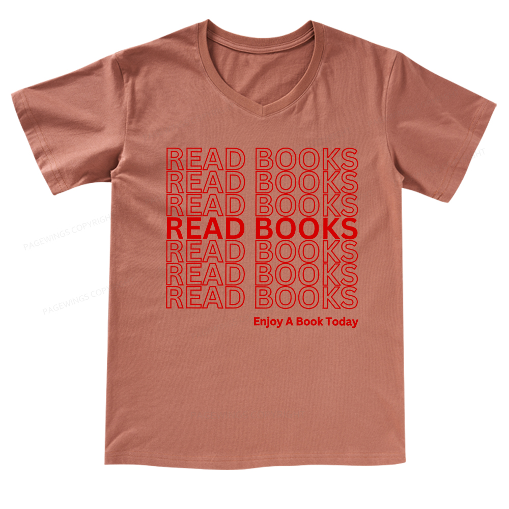 Pagewings Read Books Librarian V-neck T-shirt