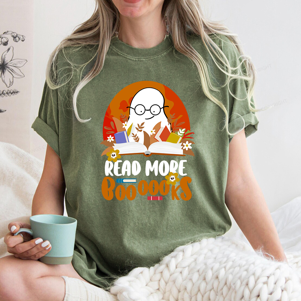 Pagewings Read More Books Halloween Unisex Washed T-shirt