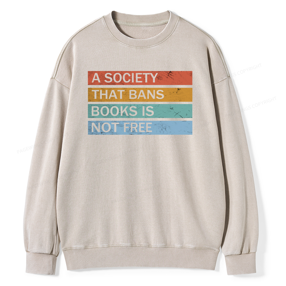 Pagewings Banned Books Shirt, Read Banned Books Unisex Washed Sweatshirt