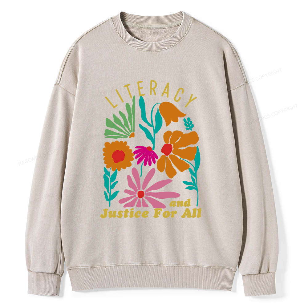 Pagewings Literacy And Justice Unisex Washed Sweatshirt