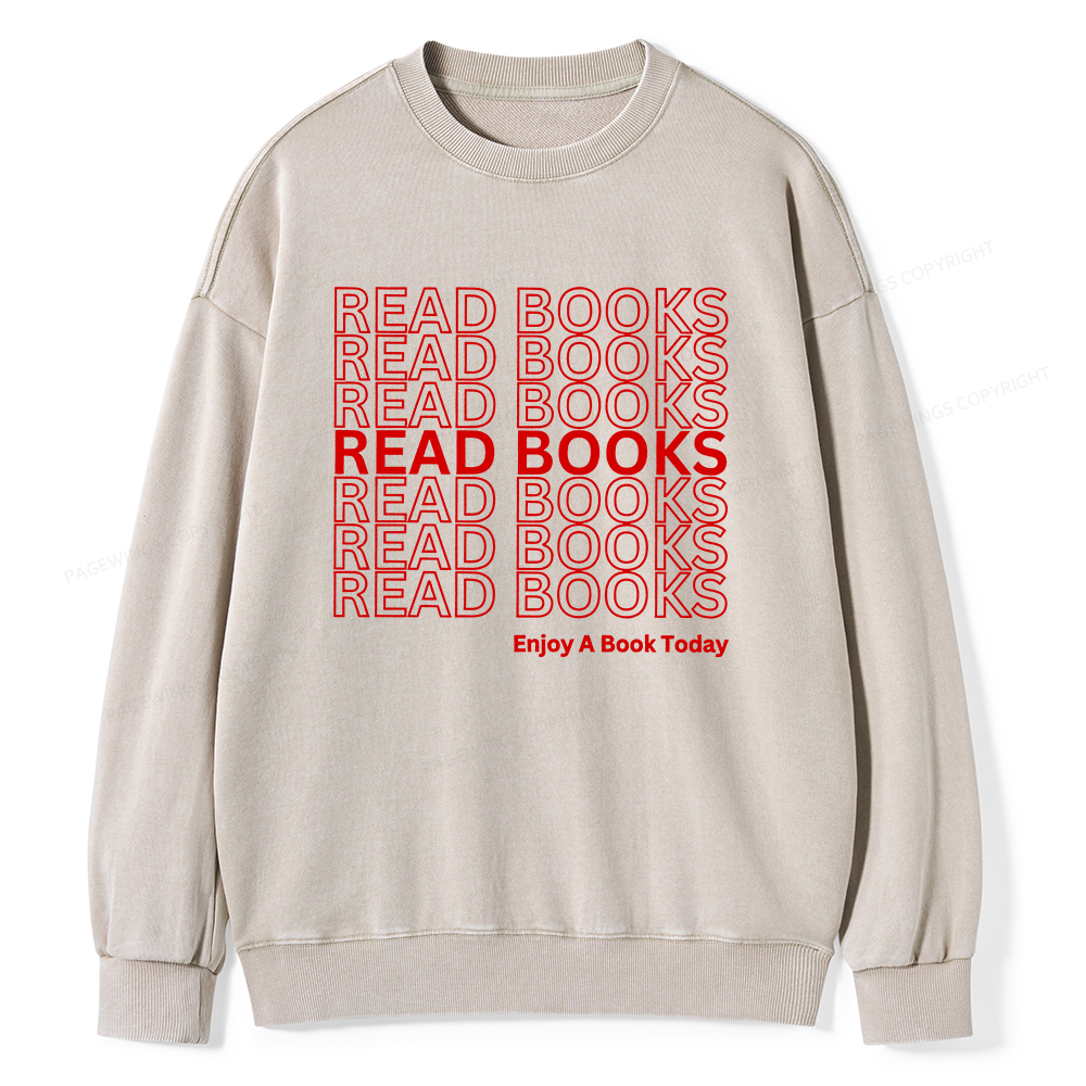 Pagewings Read Books Librarian Unisex Washed Sweatshirt