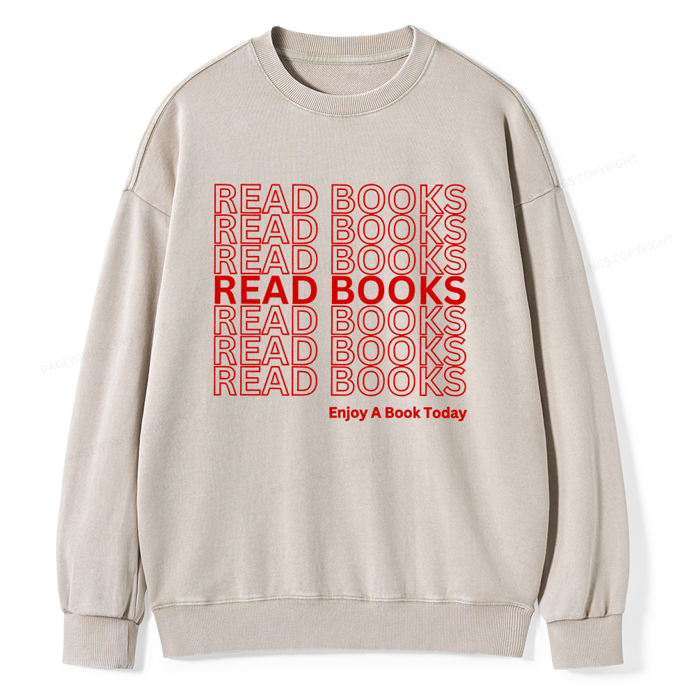Pagewings Read Books Librarian Unisex Washed Sweatshirt