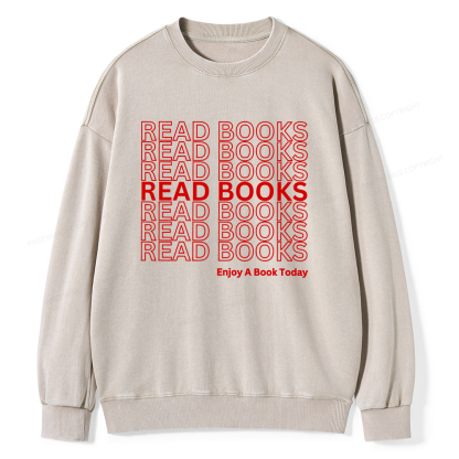Pagewings Read Books Librarian Unisex Washed Sweatshirt