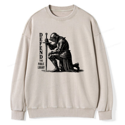 Pagewings Defend the Public Library Unisex Washed Sweatshirt